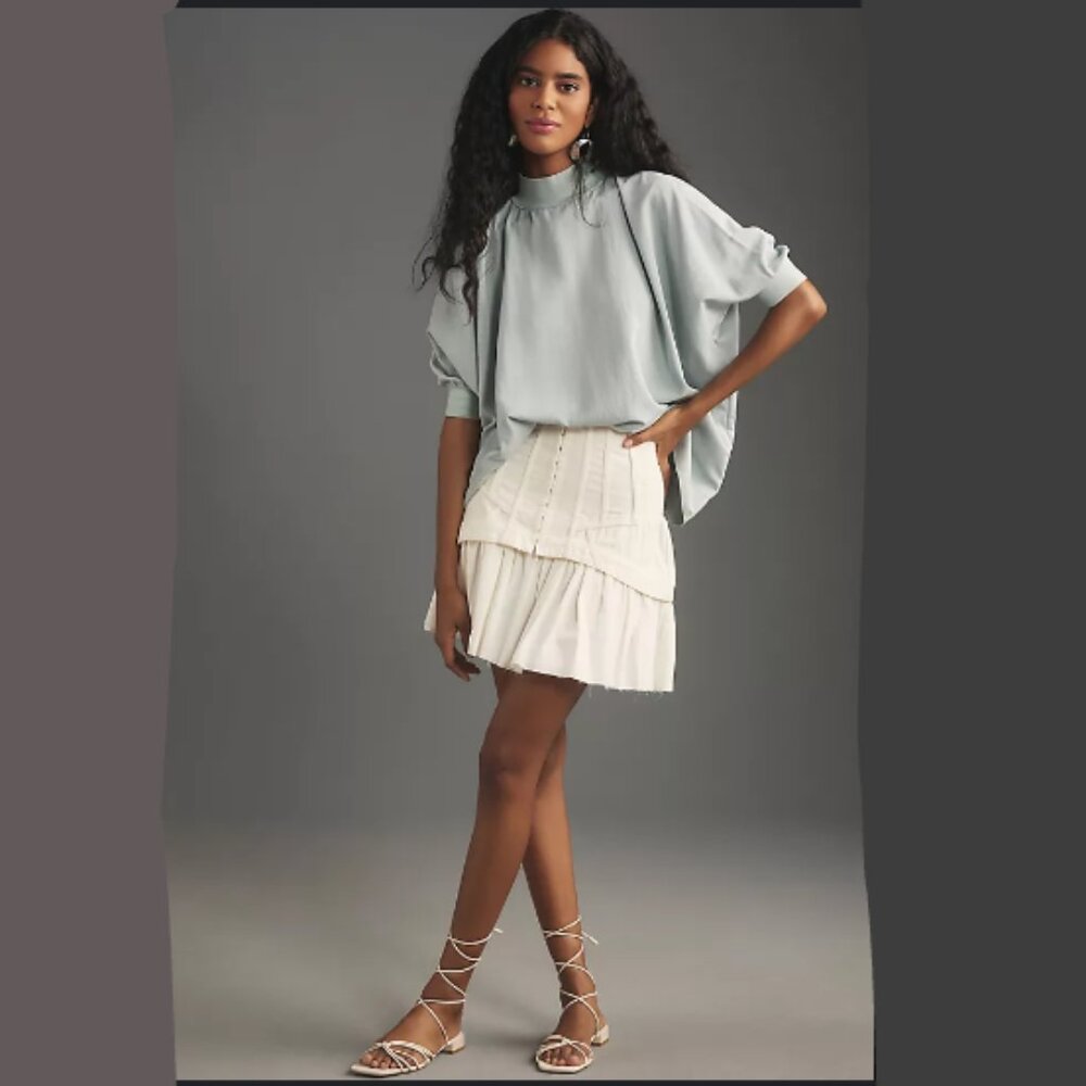 Brand New Flat White Turtleneck Popover Top